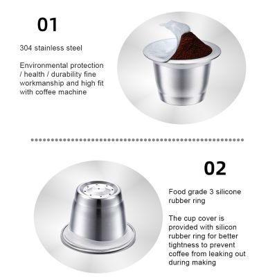 4Pcs for Stainless Steel Refillable Coffee Capsule Coffee Filter Reusable Coffee Pod Reusable Cafe Machine DIY