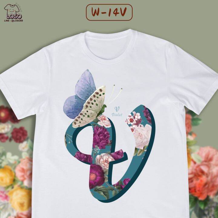 เสื้อลายตัวอักษร-abc-blossom-ดอกไม้-v-w-x