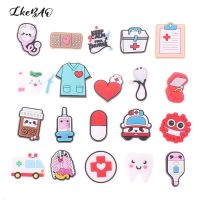 10PC/Pack Medical PVC Shoe Charms Cute Stethoscope Syringe Shoe Buckle Decoration Jibz Fit Croc Kids X-mas Gifts Random