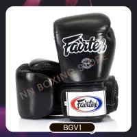 Fairtex Boxing Gloves ฺBlack BGV1 Universal Gloves Tight-Fit Genuine leather for Training Muay Thai MMA K1 นวมซ้อมชก แฟร์แท็กซ์ สีดำ ทำจากหนังแท้