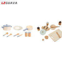 Lzguava RC Play Kitchen Accessories เครื่องครัวไม้ชุดของเล่นเซตหม้อทำอาหารทำอาหารของเล่นสำหรับเด็กหัดเดินประสาทสัมผัสสำหรับเด็กผู้หญิงเด็กผู้ชาย