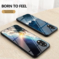 เคสใส่โทรศัพท์สำหรับ OPPO เคส A17k ลายท้องฟ้าเต็มไปด้วยดาวด้านหลังกระจกเทมเปอร์ความแข็ง9H พร้อมกรอบกันกระแทกขอบนิ่ม