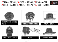 ยางหิ้วท่อไอเสีย ยางยึดท่อไอเสีย โตโยต้า EE100 - EE101 / AE100 - AE101 / EE90 - AE92 / AE110 - AE111 / AT171 - ST171 / AT191 - ST191 ( 1 ชิ้น)