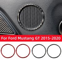 For Ford Mustang GT 2015-2020 Car Accessories Carbon Fiber Interior Auto Door Audio Speaker Decoration Frame Stickers Trim Cover