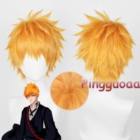 Manmei Anime Bleach Kurosaki Ichigo Cosplay Wig 30cm Orange Wig Cosplay Anime Cosplay Wigs Heat Resistant Synthetic Wigs dkx