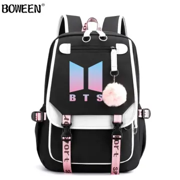 Goodern 4 Pcs Bts V Backpack School Book Bag Set Pink