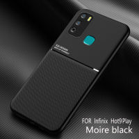 Infinix Hot 9 Play Case,EABUY Fashionable New Style Moire Embedded Iron Plate Ring-free Bracket Phone Case (Compatible with Magnetic Car) for Infinix Hot 9 Play