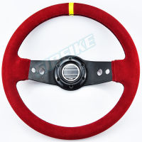 JDM 330Mm Universal Red Suede หนังพวงมาลัยรถแข่งกีฬาพวงมาลัย2-Spoke