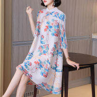 ชุด Cheongsam ขนาดบวกพิมพ์ใหม่ของผู้หญิง