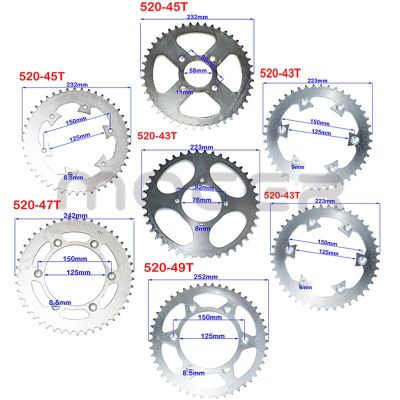 โซ่520รถจักรยานยนต์,เฟืองด้านหลังเฟืองโซ่43T/45T/47T/49T เหมาะสำหรับ Karting ATV Off-Road ชิ้นส่วนรถจักรยานยนต์