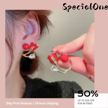 Red on sale string earrings