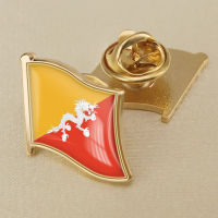 Bhutan Bhutan National Flag Crystal Resin Drop Badge Brooch Flag Badges of All Countries in the World All-metal Brooch Copper Brooch Collection