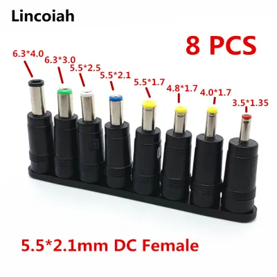 8pcs Universal Laptop DC Power Supply Adapter Connector Plug AC DC Jack Charger Connectors Laptop Power Adapter Conversion plug Electrical Connectors