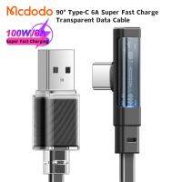 Mcdodo สาย6A สำหรับเล่นเกมแบบใส90 ° 100W สายชาร์จ USB ชนิด C สายชาร์จเร็วสุดๆสำหรับ Huawei Honor 5A 22.5W 4A 40W 6A 66W 5A 100W สายชาร์จเร็วสุดๆ Xiaomi 3A 27W p40ชาร์จเร็ว Nova 9 Pro Magic 4 Pro P50 Mate 40 Mate 50 Pro