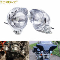 ZORBYZ 2x Chrome LED Bullet Driving Passin Fog Light For Harley Honda Touring Bobber Chopper Custom Motorcycle