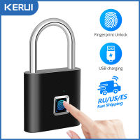 KERUI Keyless USB Charging Fingerprint Lock Smart Padlock door lock 0.2sec Unlock Portable Anti-theft Fingerprint Padlock Zinc