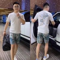 【hot seller】 2023 summer new products mens light luxury trendy brand short-sleeved suit two-piece fashion handsome casual all-match