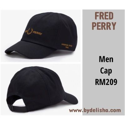 หมวกแก็ป ลาย Fred Perry สีดํา สําหรับผู้ชาย