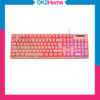 OKER KB-789 BACKLIT Gaming Keyboard คีย์บอร์ดเกมมิ่งปุ่มโดมสวิตช์ สีชมพู