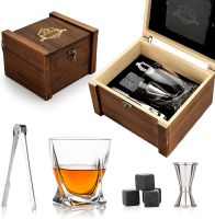 Whiskey Stones Gift Set - Whiskey Glass and Stones - Granite Chilling Whiskey Rocks -Whiskey Glass Gift Box Set for Men Dad