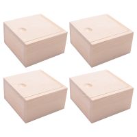 4X Small Plain Wooden Storage Box Case for Jewellery Small Gadgets Gift Wood Color