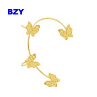 BZY โลหะคริสตัลผีเสื้อหูคลิปสำหรับผู้หญิงประกายเพทายหูข้อมือคลิปต่างหูแต่งงานสาวของขวัญเครื่องประดับ