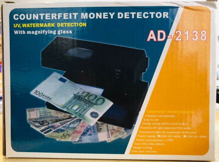 Counterfeit Money Detector / UV, watermark detection With magnifying