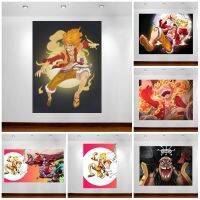 Sumanssa ONE PIECE อะนิเมะโปสเตอร์-ลิง D ลูฟี่ภาพวาดผ้าใบสำหรับ Live Room Wall Art Decor และตกแต่งบ้าน