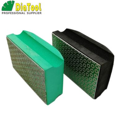DIATOOL 2pcs Electroplated Diamond Hand Polishing Pad 90X55MM 50 100 Hard Foam-backed Hand Pad