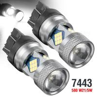 หลอดไฟ12 40V 7443 T20 W21w W21/5W หลอดไฟ Led 7.5W สดใสมากรถ Drl การวิ่งเวลากลางวันเบรคถอยหลัง2x ไฟท้าย