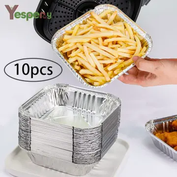 10pcs Oil-Proof Aluminum Foil Tin Box Air Fryer Disposable Liner