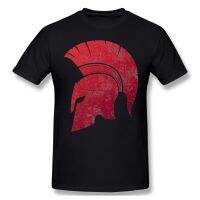 แฟชั่นเสื้อยืดลําลองสําหรับผู้ชายผ้าฝ้าย 100% พิมพ์ลาย Grunge Spartan Hellet O9TJ