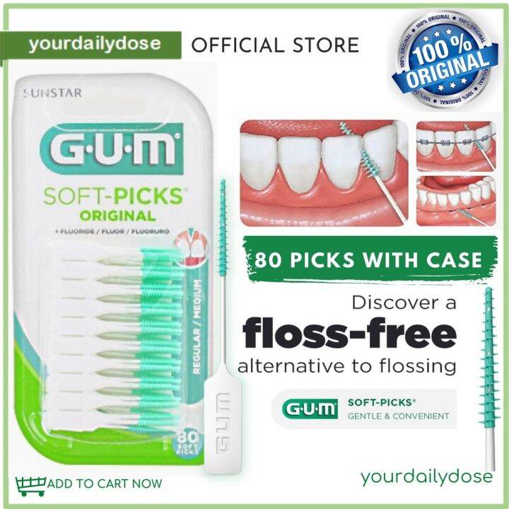 GUM Interdental Brush Dental Floss Soft Picks 80 Count included case