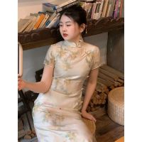 Elegant Cheongsam ดอกไม้ผู้หญิง Vintage ทุกวันชุดแต่งงาน Slim ฤดูร้อนชุดลำลองใหม่สไตล์จีน Qipao S To Xxl