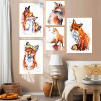 Okami Artwork Fire Wolf and Nine Tailed Fox Poster Animal Canvas Painting Prints Wall Art Picture for Room Decor Mural Frameless