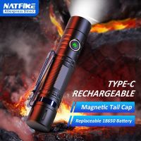 NATFIRE PK12 EDC ไฟฉายแม่เหล็ก USB C ไฟฉาย LED แบบชาร์จไฟได้พร้อมแบตเตอรี่18650ที่ถอดออกได้อุปกรณ์เสริม1000LM Torch