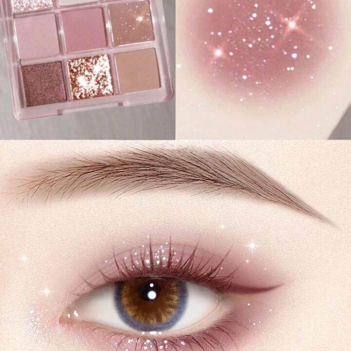 จานอายแชโดว์-จานอายแชโดว์-จานอายแชโดว์เก้าสี-อายแชโดว์สี-earth-glitter-pink-pearlescent-sequins-กันน้ำสุทธิสีแดงนักเรียนจานอายแชโดว์เก้าสี