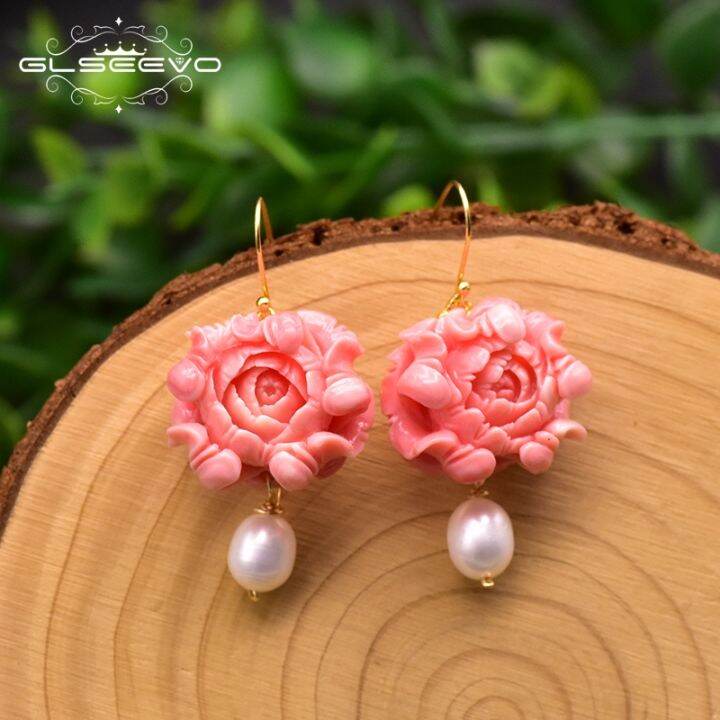 glseevo-handmade-pink-coral-flower-drop-ethnic-earrings-natural-fresh-water-pearl-jewelry-for-women-girls-party-plata-925-ge0927