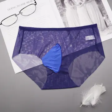 Sheer Mesh Embroidery Sissy Panties Open Crotch Mens Briefs