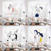 【cw】Minimalist Nordic Ins Cloth Lover Wall Hanging Tapestry Fabric Hand-drawn Macrame Wall Tapestry Napkin Dorm Apartment Decoration ！