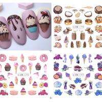 12 Design Summer Dessert ice cream Nail Sticker Set squirrel butterfly Hedgehog Tree Mixed Pattern Water Transfer Decals Tattoos