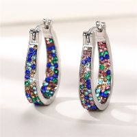 Huitan Colorful CZ Hoop Earrings Women Fashion Ear Hoop Accessories Luxury Bridal Wedding Earrings Statement Jewelry Drop Ship