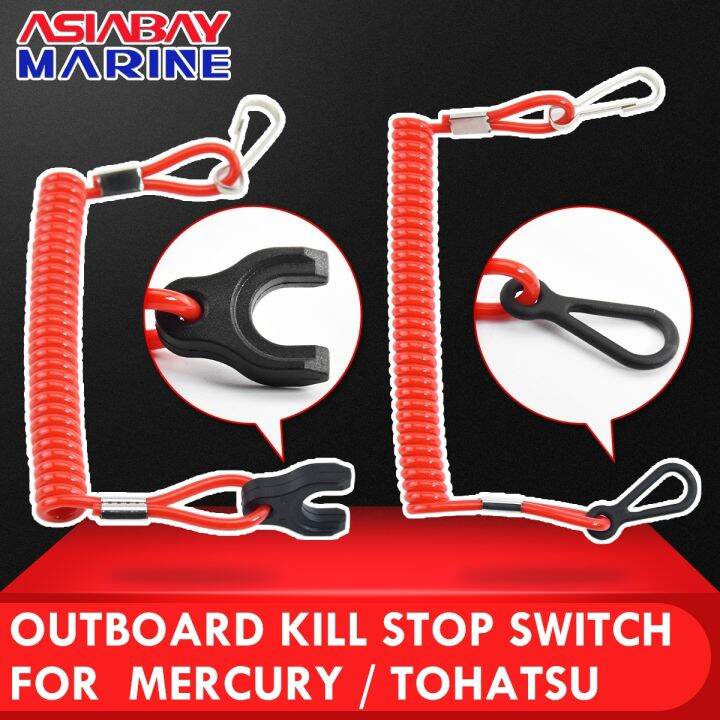 Mercury Tohatsu Marine Outboard Boat Motor Kill Stop Switch Key Rope