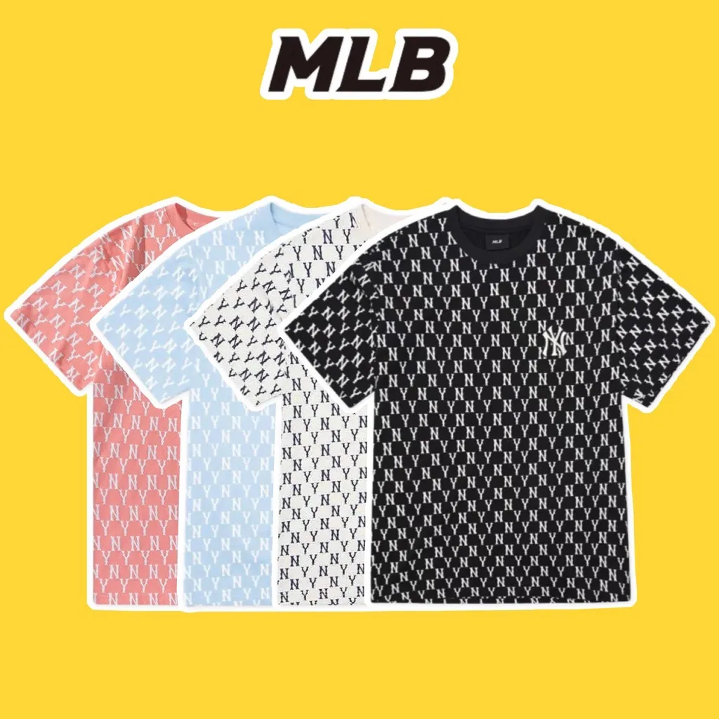 Áo Phông MLB Monogram Allover Overfit Short Sleeve TShirt New York Yankees  Steel