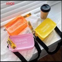 ANQII แฟชั่นสำหรับผู้หญิง สีลูกอมสี โปร่งใสโปร่งใส กระเป๋า Crossbody เจลลี่พีวีซี กระเป๋าสะพายไหล่แมสเซนเจอร์ กระเป๋าโท้ทใบเล็ก