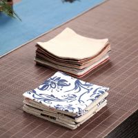 10x10cm Absorbent Heat-insulating Coaster Cotton Linen Tea Coaster Cloth Kung Fu Tea Mat Tea Coaster Tea Pad