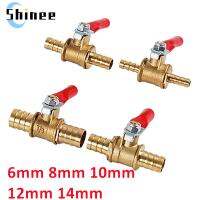 red handle small Valve 6mm 8mm 10mm 12mm 14mm Hose Barb Inline Brass Water Oil Air Gas Fuel Line Ball Valve Pipe Fittings