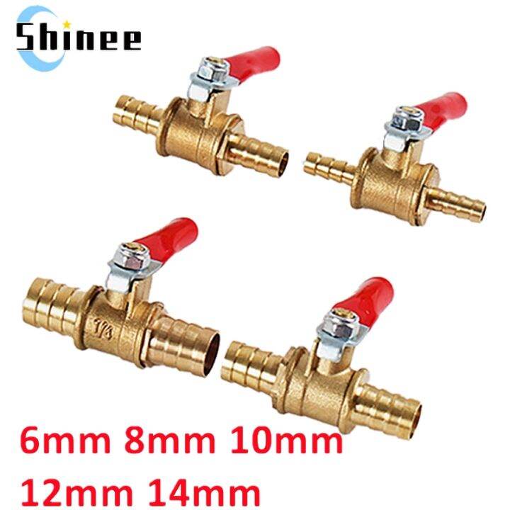 red handle small Valve 6mm 8mm 10mm 12mm 14mm Hose Barb Inline Brass ...