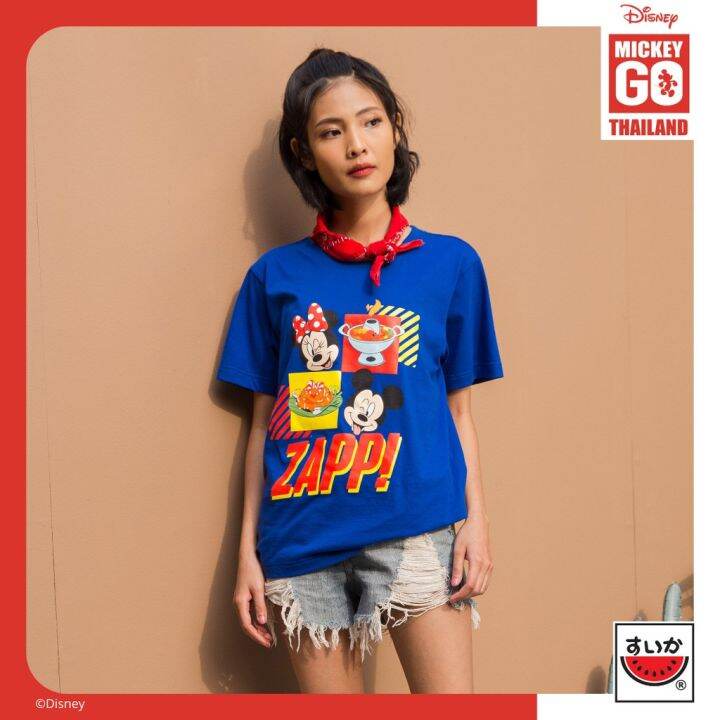 เสื้อแตงโม-suika-mickey-go-thailand-เสื้อยืดคอกลม-พิมพ์ลาย-mickey-and-minnie-zaap-mk-o-006-s-5xl