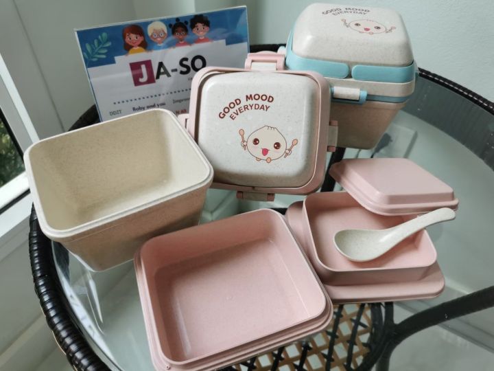 lunch-box-ปิ่นโตใส่อาหาร-กล่องใส่อาหาร-กล่องอาหารกลางวัน-กล่องสูญญากาศ-กล่องอาหาร-3-ชั้น-ช้อน-พร้อมส่งจากไทย